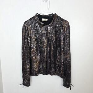 Joseph Ribkoff Brown Black Snakeskin Sequin Party Glam Going Out Jacket Size 12